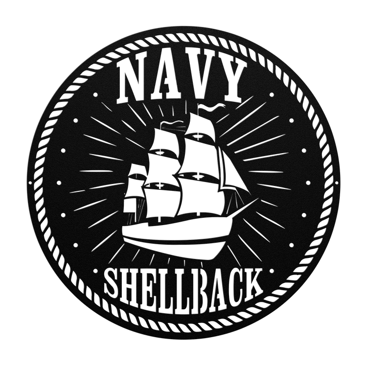 Navy Shellback Tall Ship Metal Sign — Black