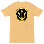 Vintage Gold Navy Crusty Shellback heavyweight tee with large gold trident and United States Navy lettering on the back