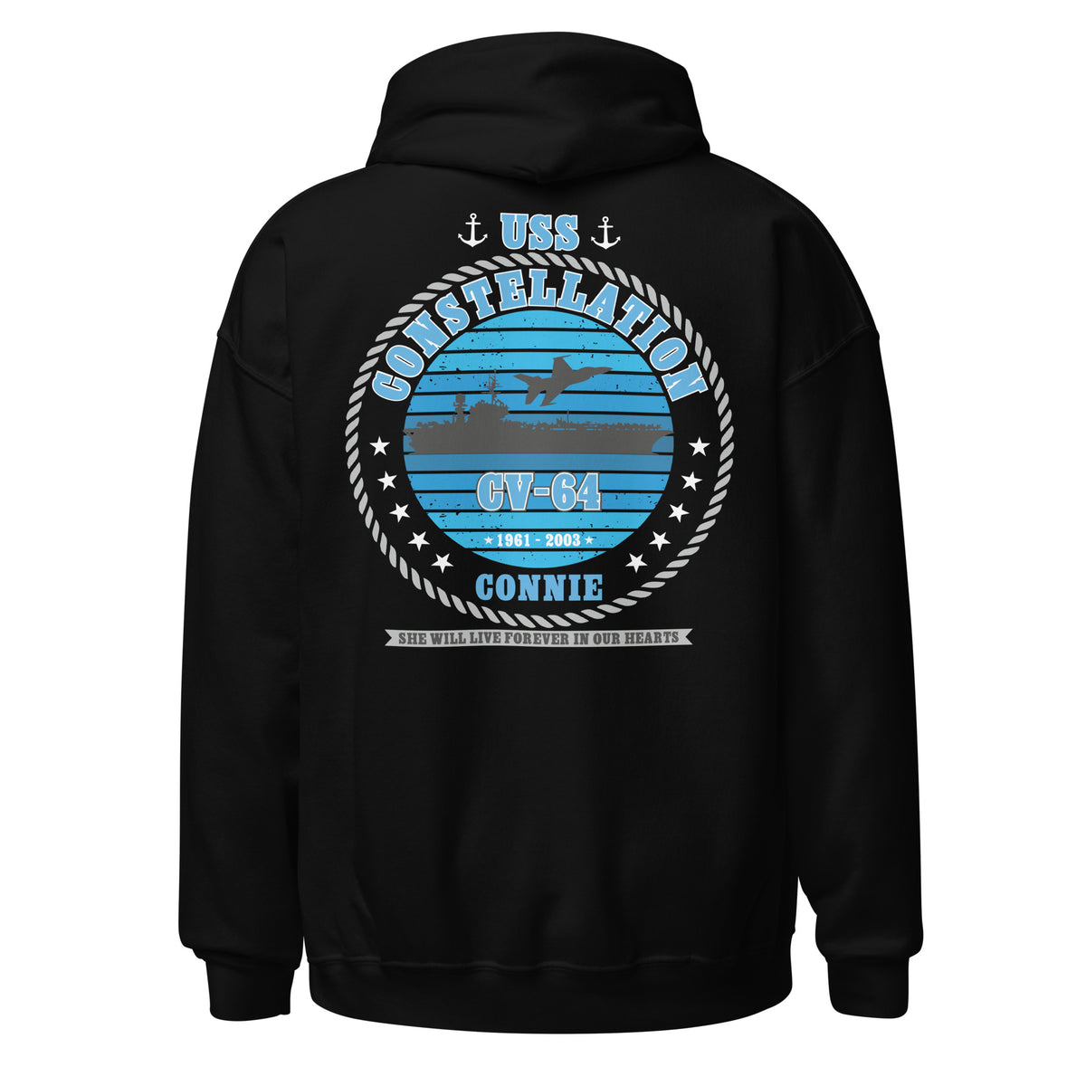 USS Constellation CV-64 Connie Memorial Front & Back Hoodie