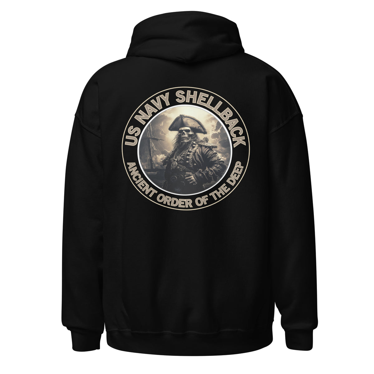Navy Shellback Skeleton Pirate Pullover Hoodie
