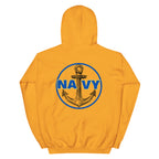 Navy Blue Circle Anchor Front & Back Hoodie