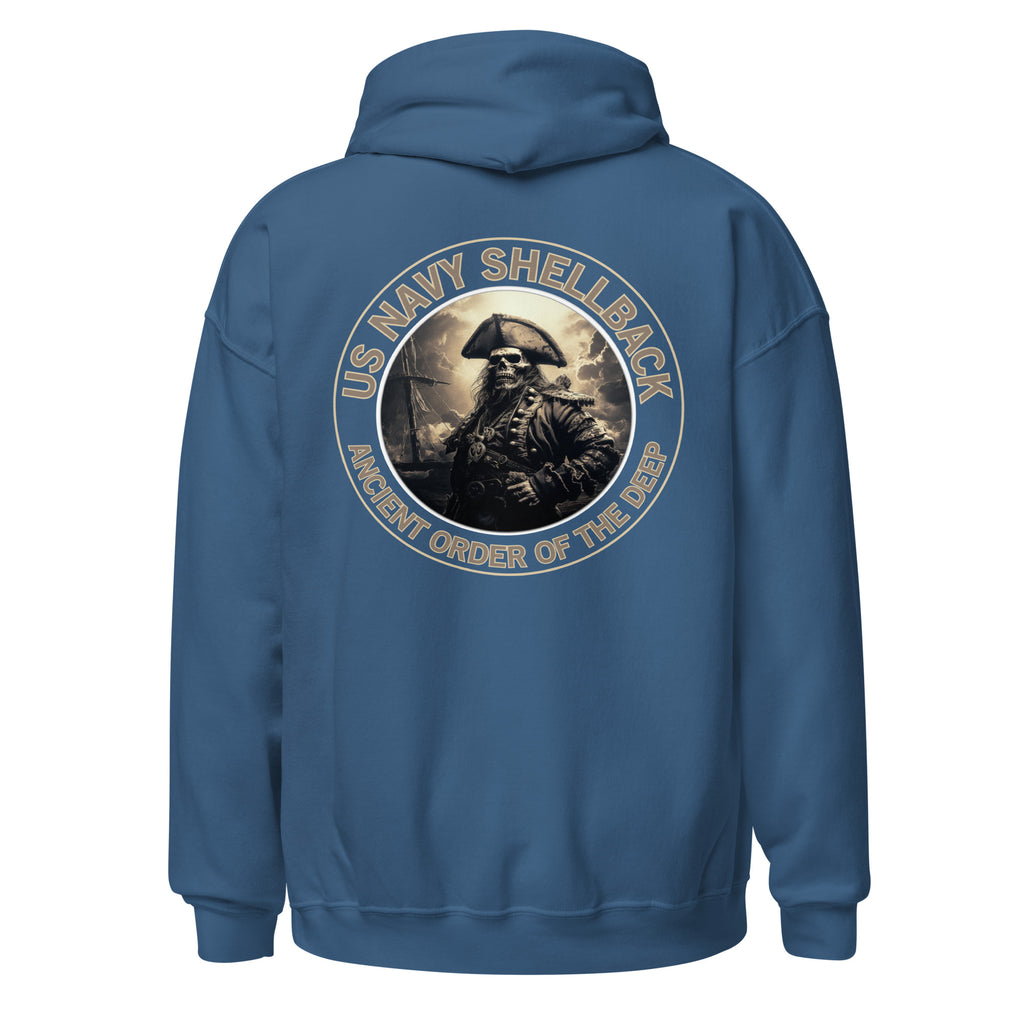 Navy Shellback Skeleton Pirate Pullover Hoodie