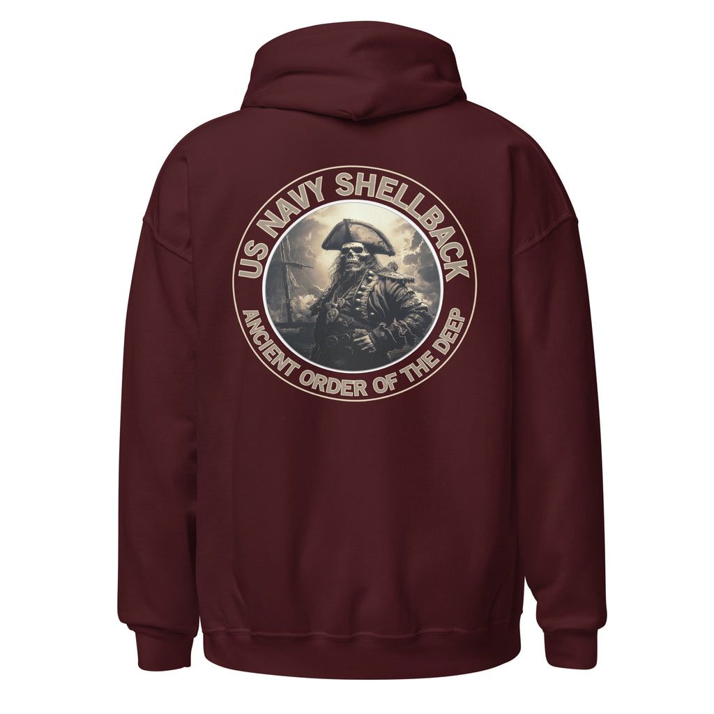 Navy Shellback Skeleton Pirate Pullover Hoodie