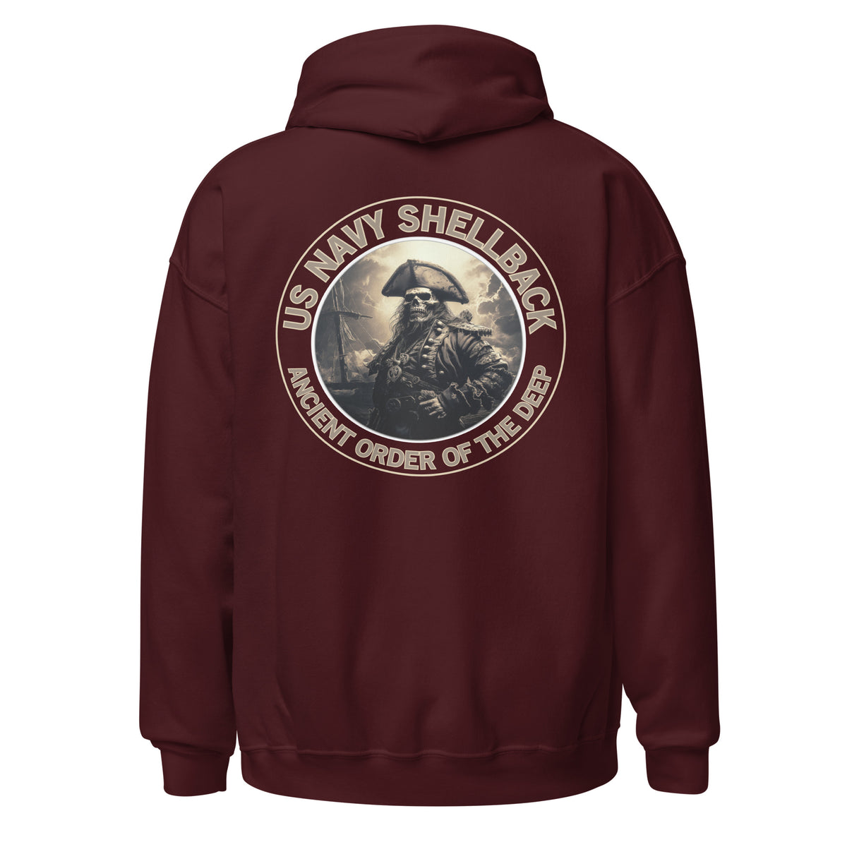 Navy Shellback Skeleton Pirate Pullover Hoodie