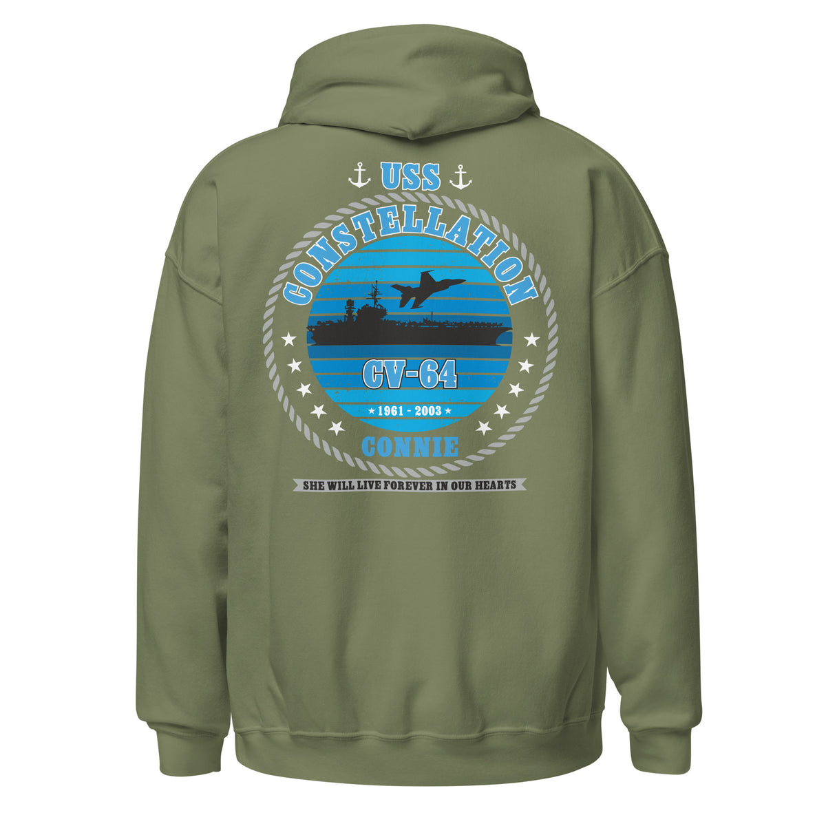 USS Constellation CV-64 Connie Memorial Front & Back Hoodie