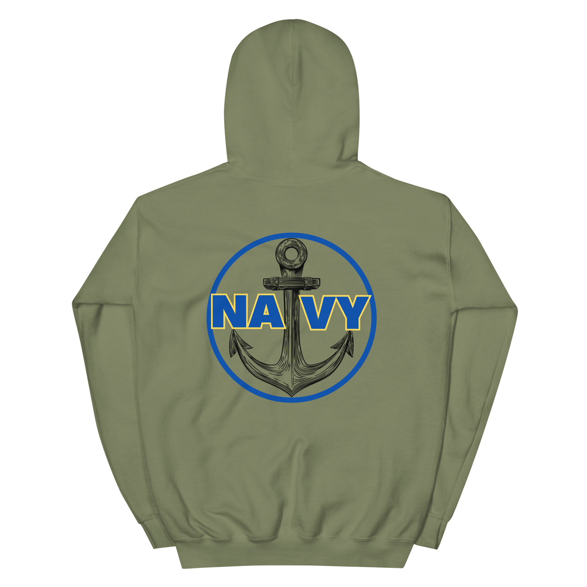 Navy Blue Circle Anchor Front & Back Hoodie