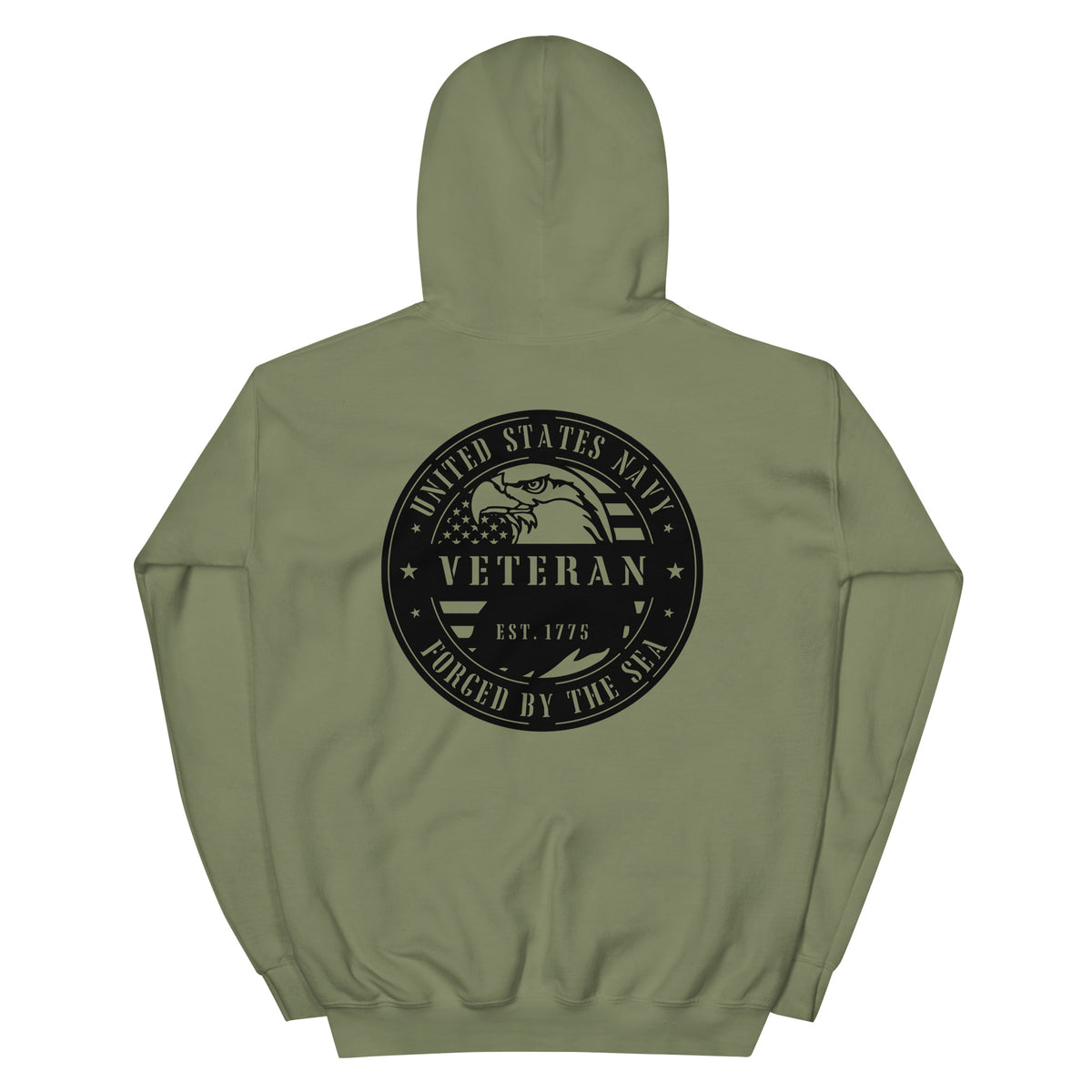 Navy Veteran Forged by the Sea Front & Back Hoodie