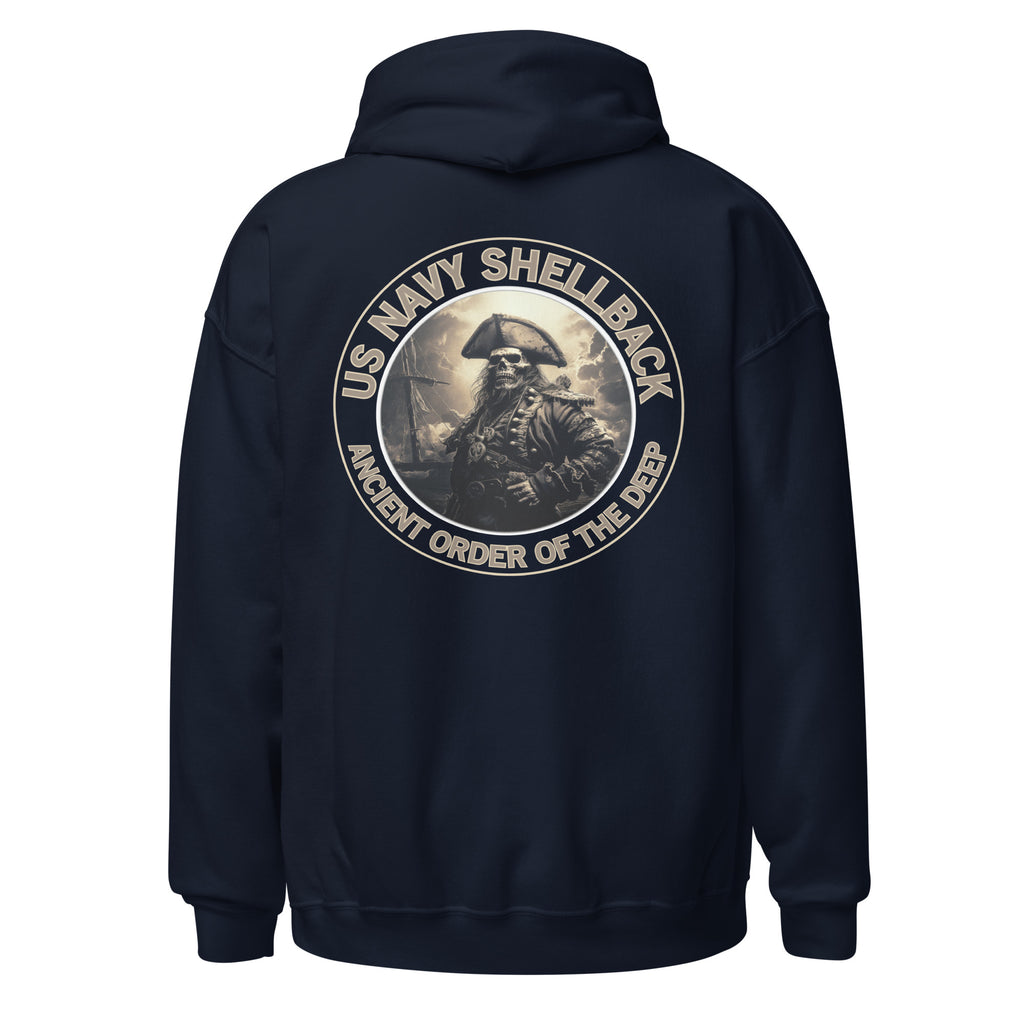 Navy Shellback Skeleton Pirate Pullover Hoodie