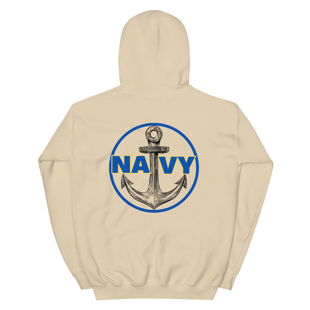 Navy Blue Circle Anchor Front & Back Hoodie