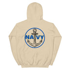 Navy Blue Circle Anchor Front & Back Hoodie
