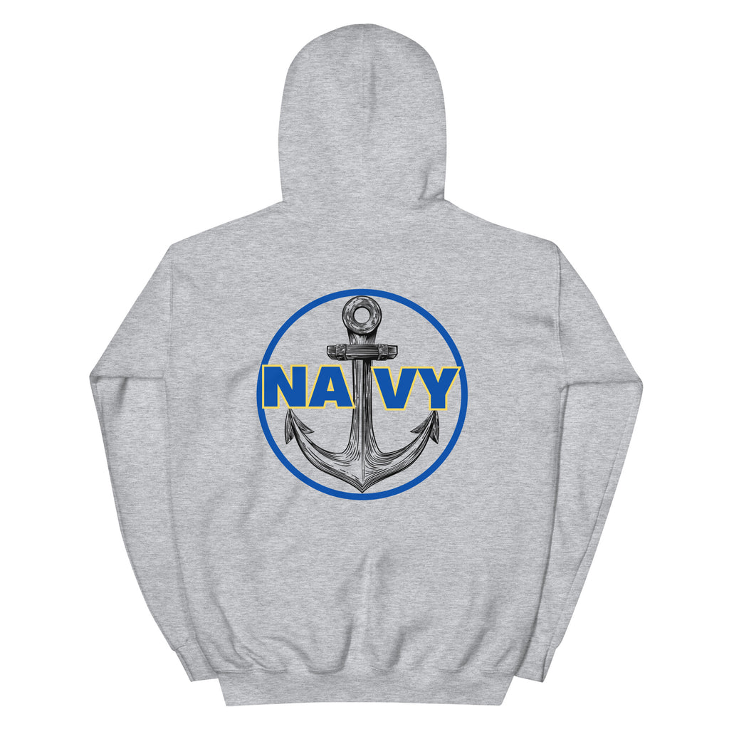 Navy Blue Circle Anchor Front & Back Hoodie