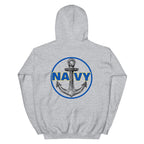 Navy Blue Circle Anchor Front & Back Hoodie
