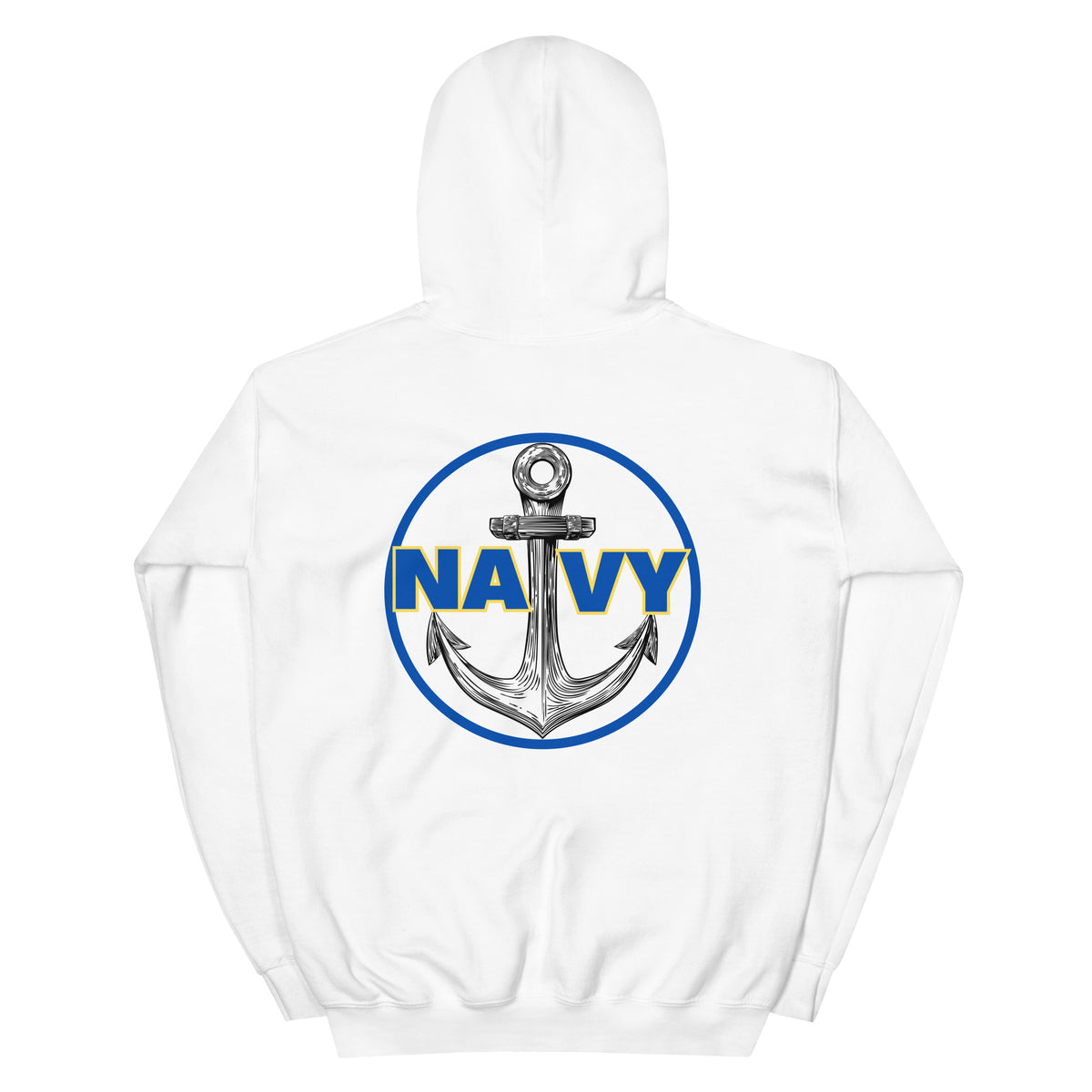 Navy Blue Circle Anchor Front & Back Hoodie