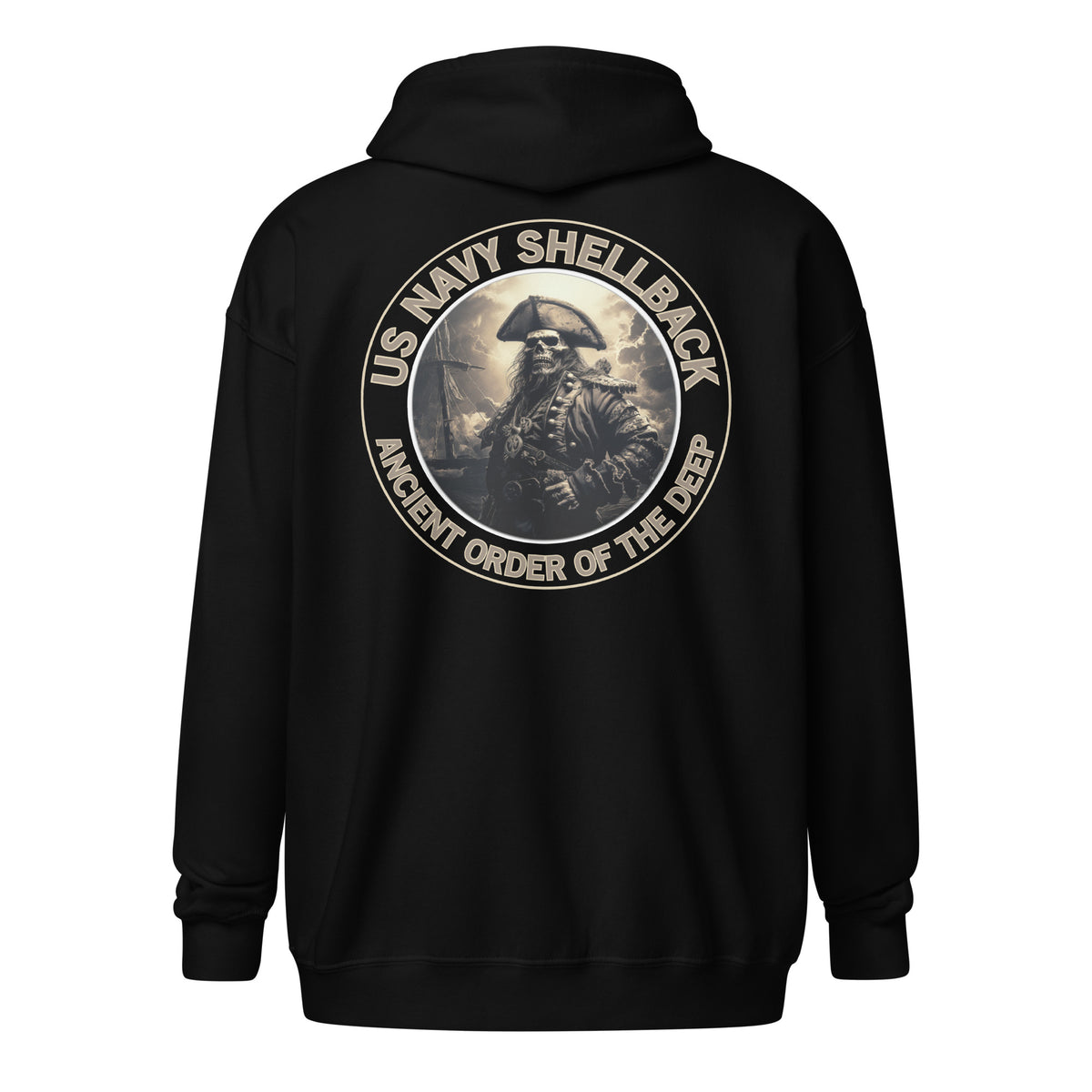 Navy Shellback Skeleton Pirate Zip Hoodie