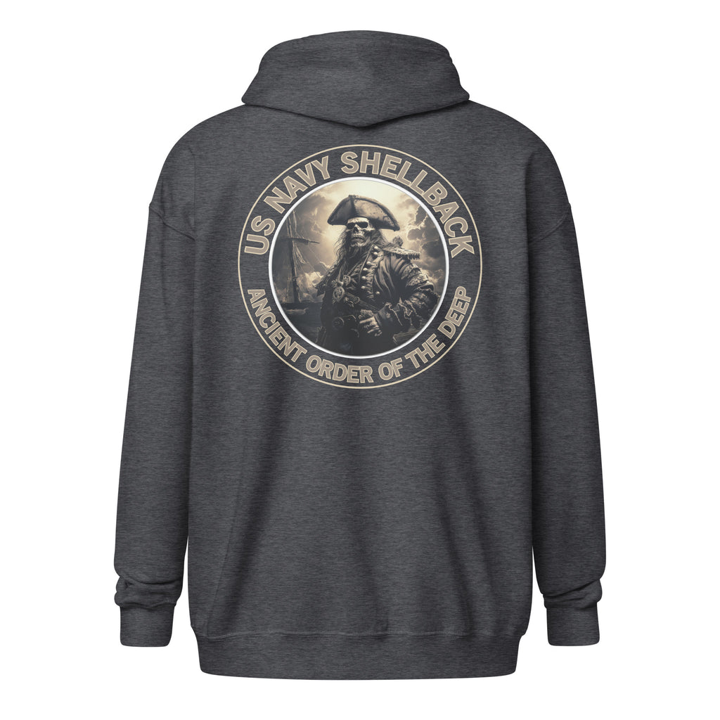 Navy Shellback Skeleton Pirate Zip Hoodie