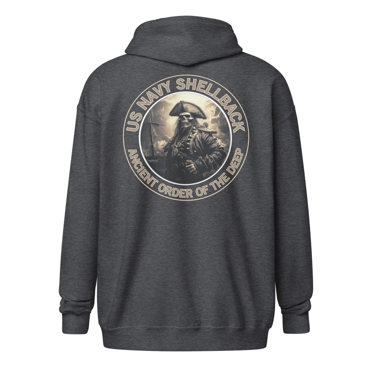 Navy Shellback Skeleton Pirate Zip Hoodie