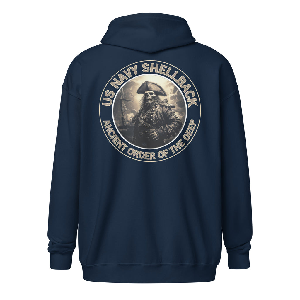 Navy Shellback Skeleton Pirate Zip Hoodie