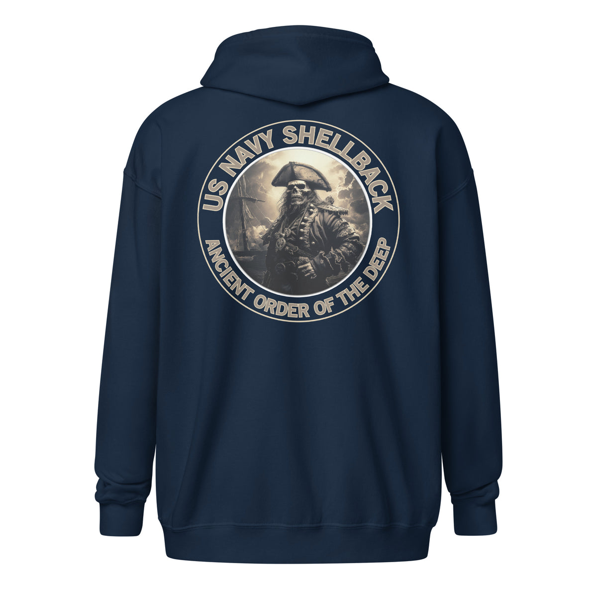 Navy Shellback Skeleton Pirate Zip Hoodie