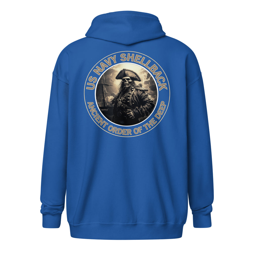 Navy Shellback Skeleton Pirate Zip Hoodie