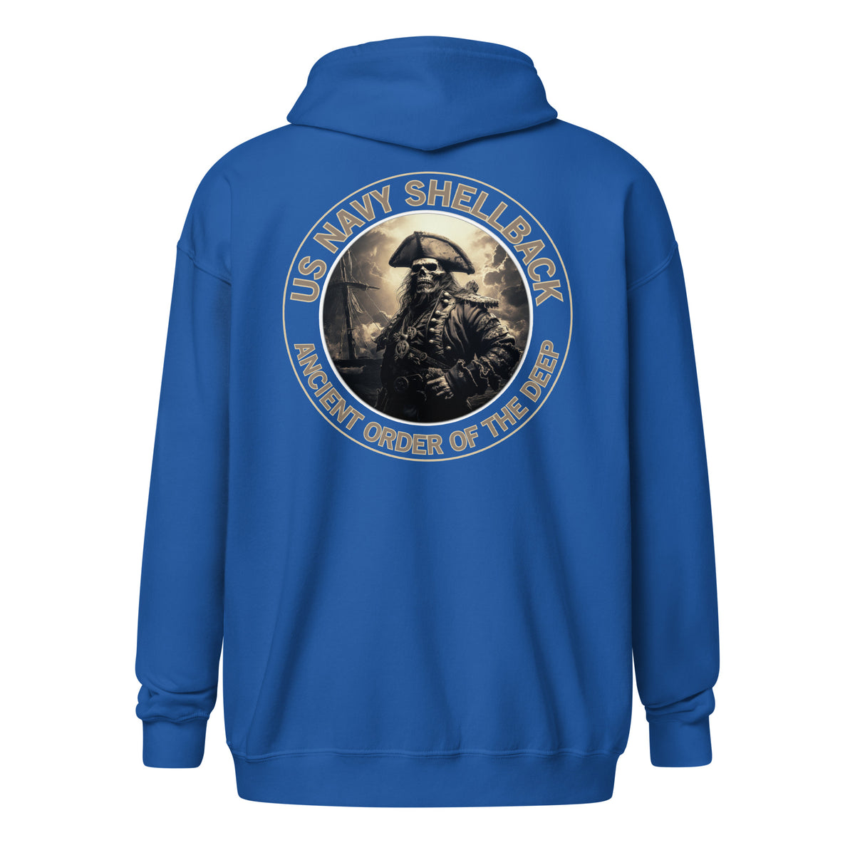 Navy Shellback Skeleton Pirate Zip Hoodie