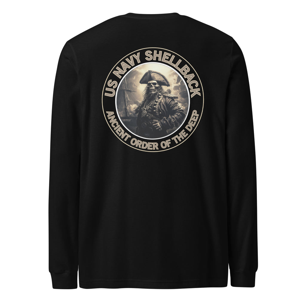 Navy Shellback Skeleton Pirate Long Sleeve Tee