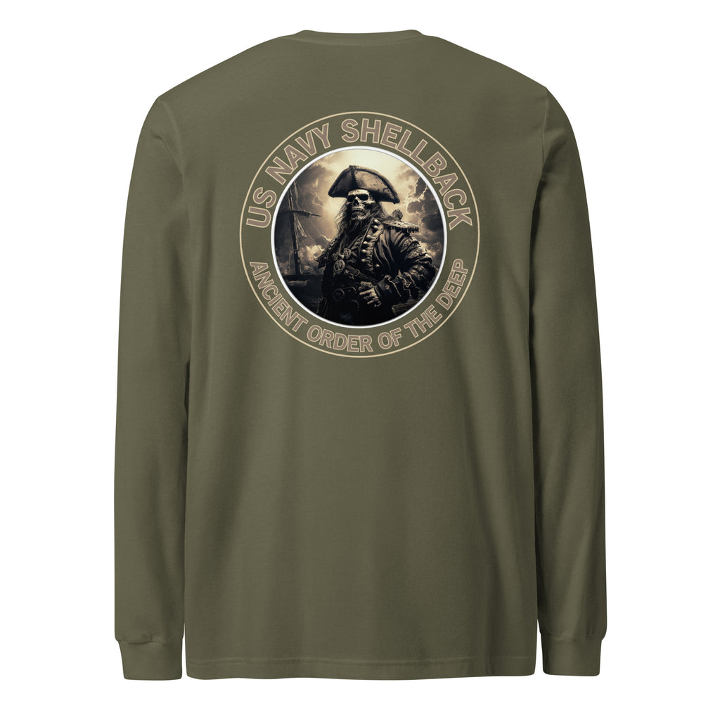 Navy Shellback Skeleton Pirate Long Sleeve Tee