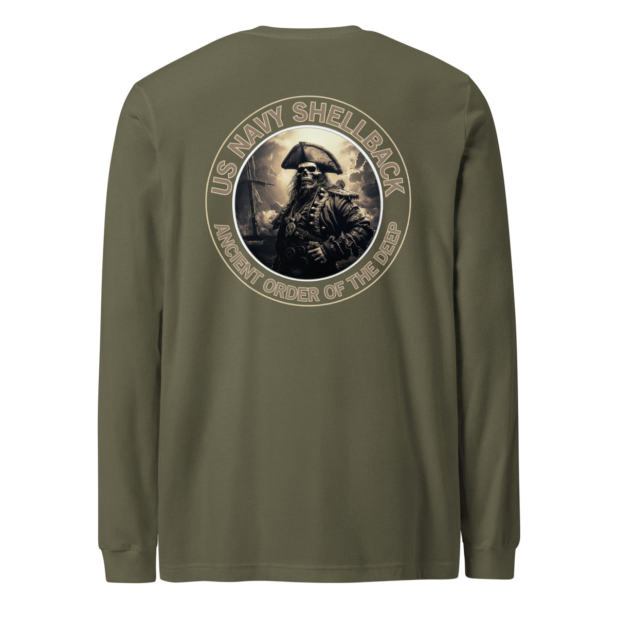Navy Shellback Skeleton Pirate Long Sleeve Tee