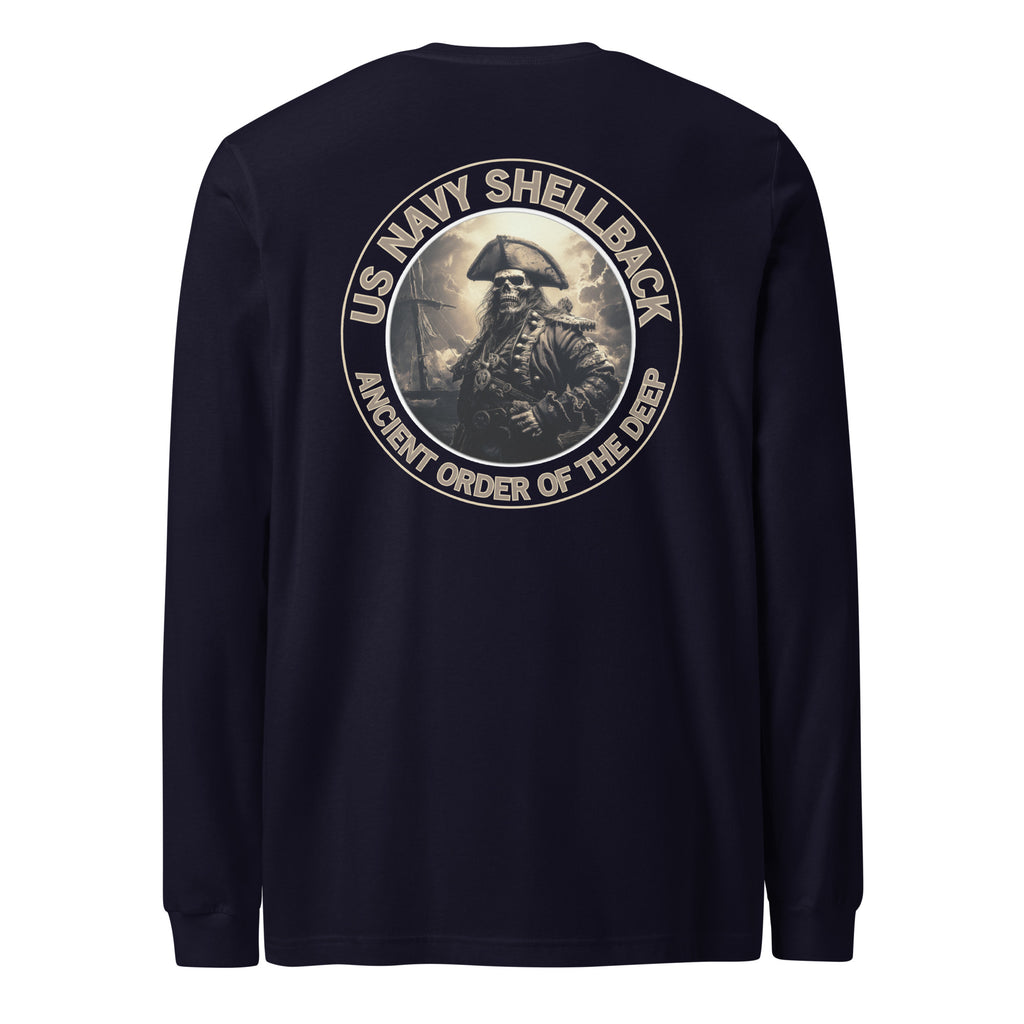 Navy Shellback Skeleton Pirate Long Sleeve Tee