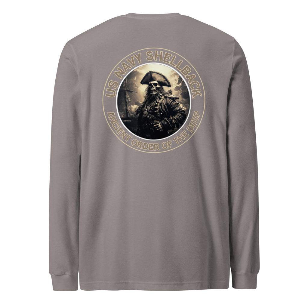 Navy Shellback Skeleton Pirate Long Sleeve Tee