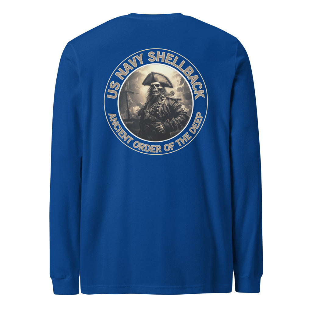Navy Shellback Skeleton Pirate Long Sleeve Tee