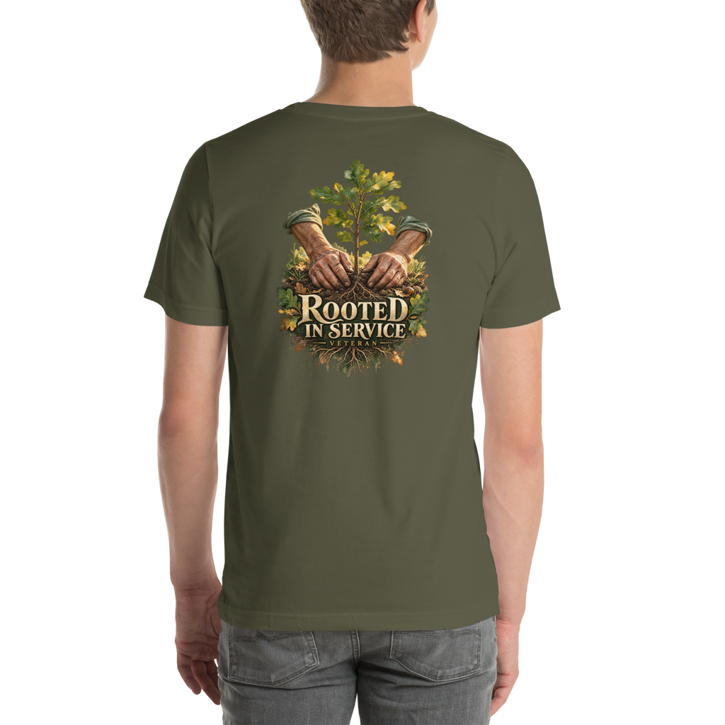Rooted in Service Veteran T-Shirt | Front & Back Print