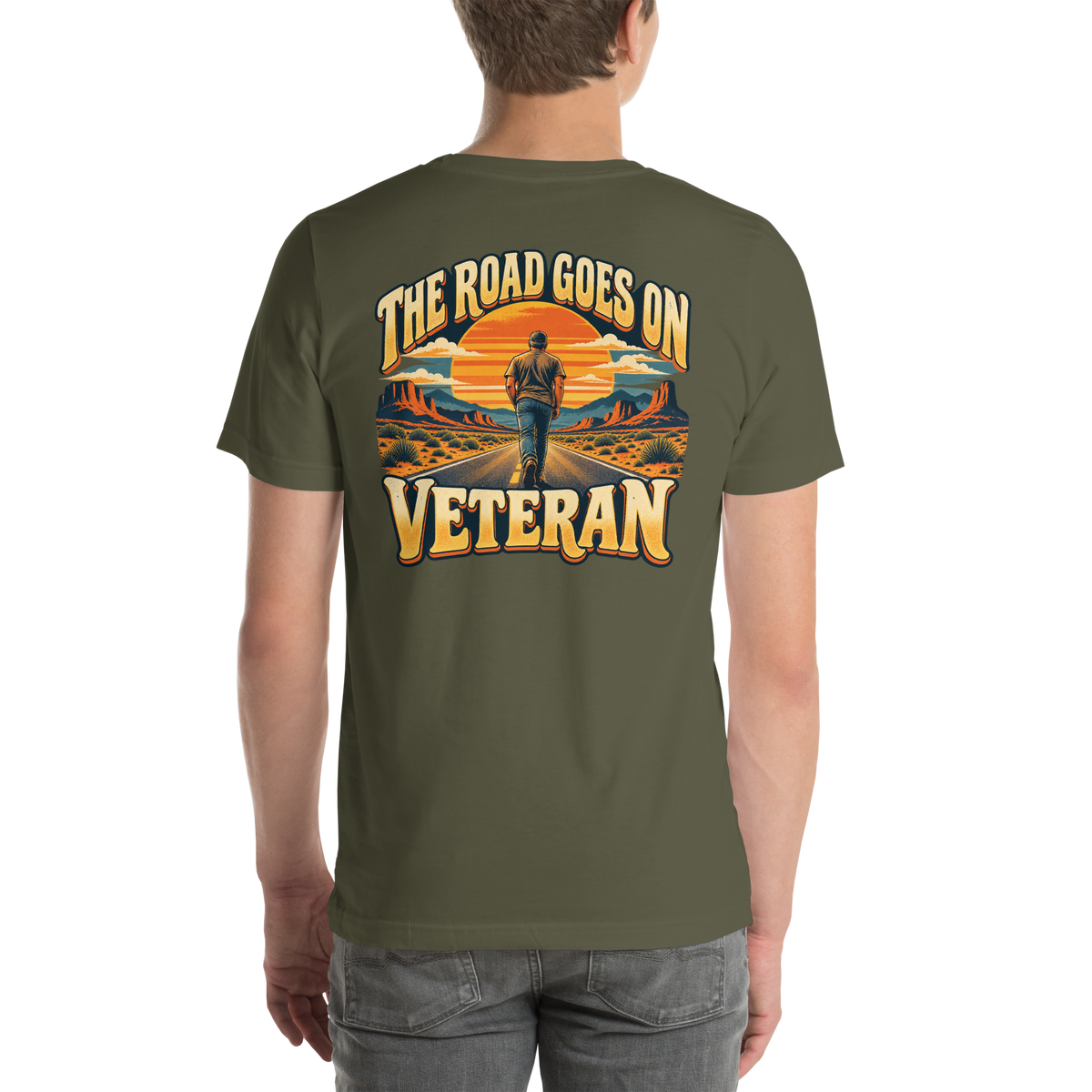 The Road Goes On Veteran T-Shirt | Front & Back Print