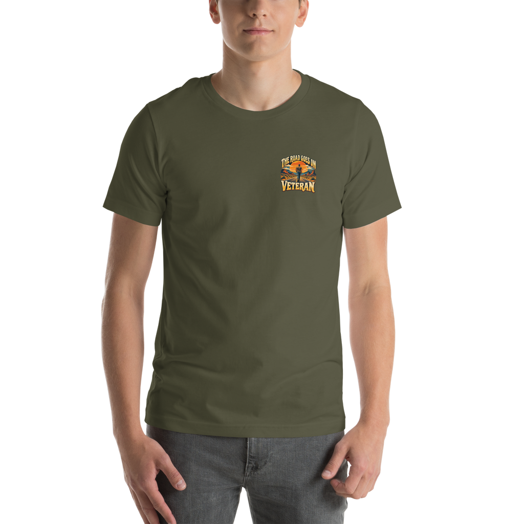 The Road Goes On Veteran T-Shirt | Front & Back Print