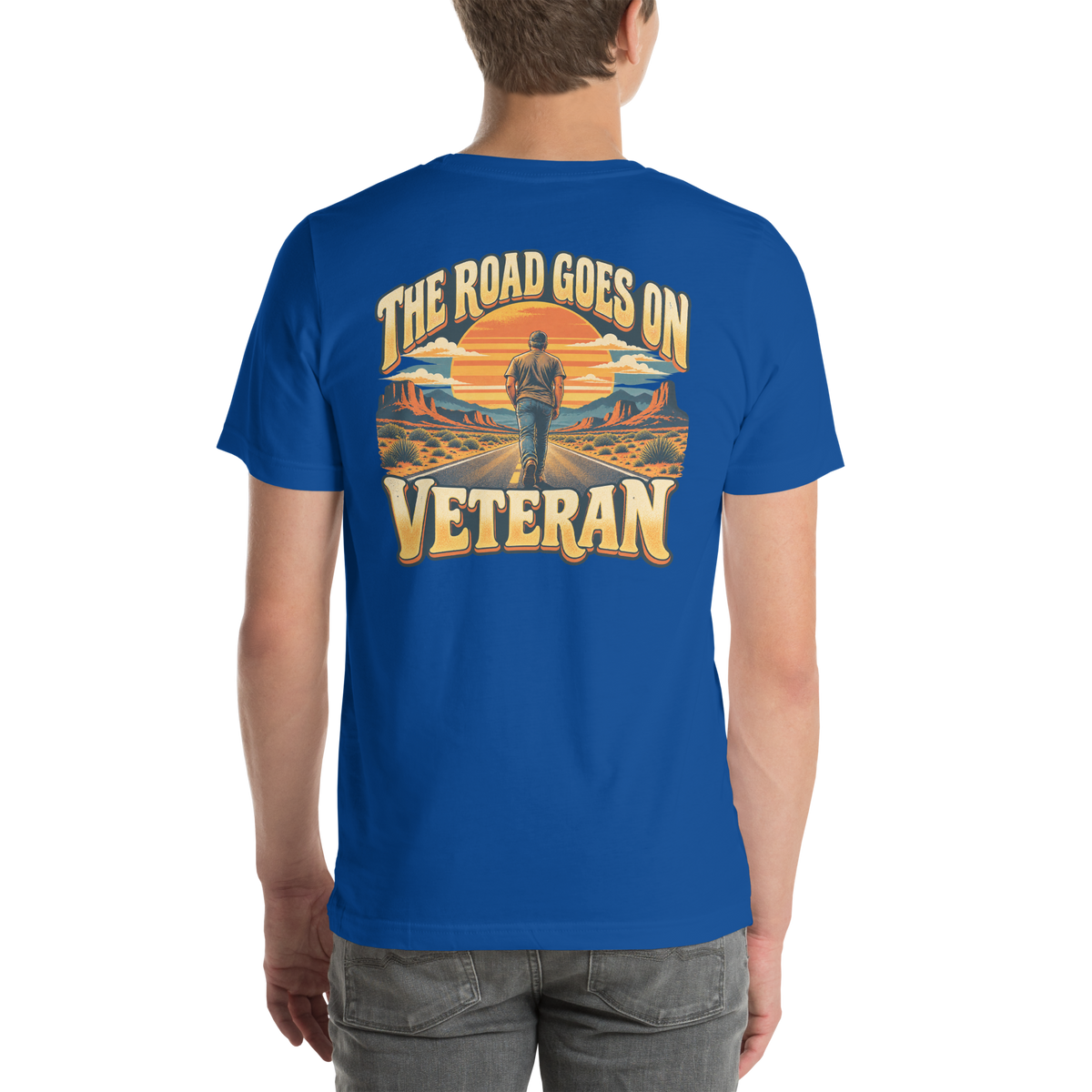 The Road Goes On Veteran T-Shirt | Front & Back Print
